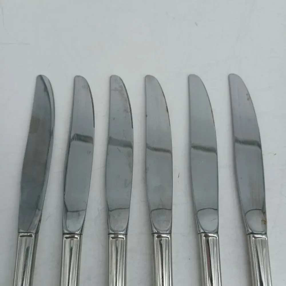 6X BK Oneida Bancroft Butter Knives Glossy Stainless Steel Flatware